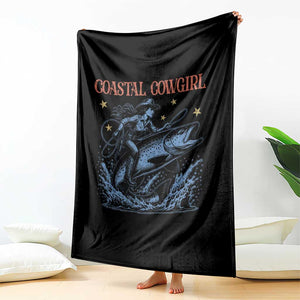 Coastal Cowgirl Throw Blanket Funny Western Country Rodeo Cowgirl Fishing TS10 Print Your Wear