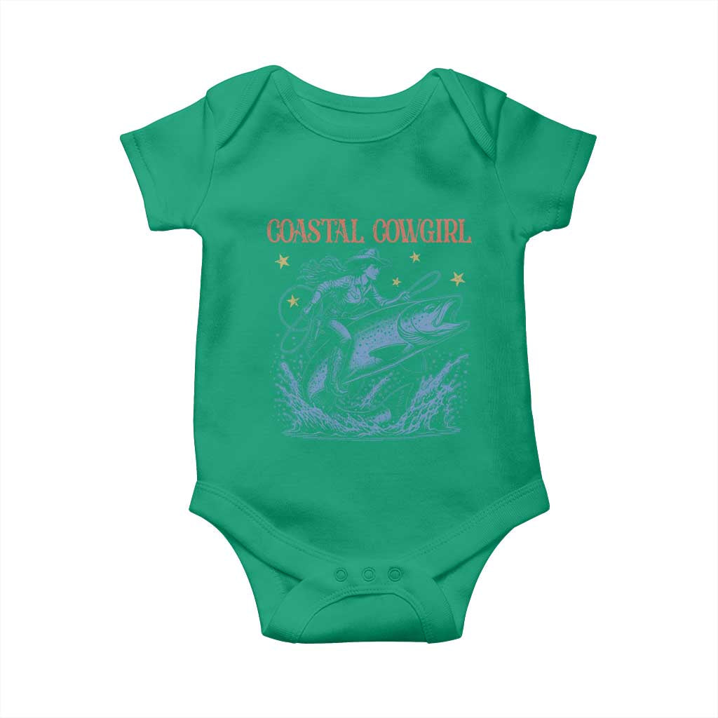 Coastal Cowgirl Baby Onesie Funny Western Country Rodeo Cowgirl Fishing TS10 Irish Green Print Your Wear