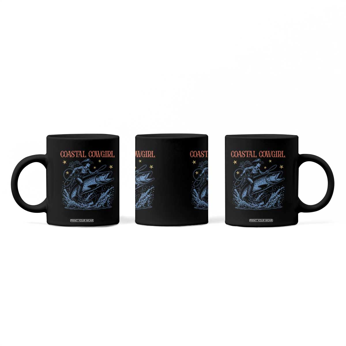 Coastal Cowgirl Coffee Mug Funny Western Country Rodeo Cowgirl Fishing TS10 Print Your Wear