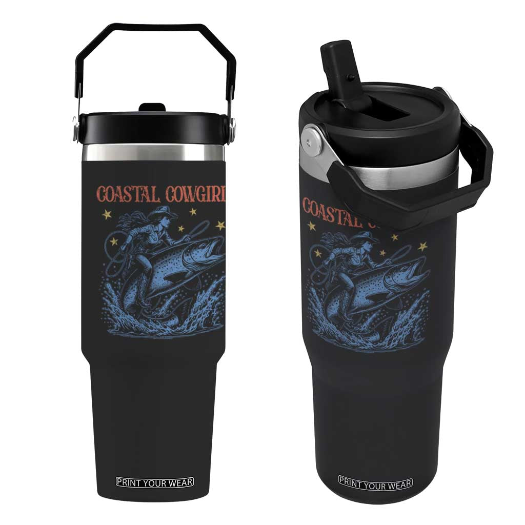 Coastal Cowgirl Flip Straw Tumbler Funny Western Country Rodeo Cowgirl Fishing TS10 One Size: 30 oz Black Print Your Wear