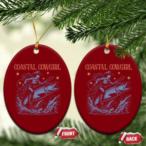 Coastal Cowgirl Ceramic Ornament Funny Western Country Rodeo Cowgirl Fishing TS10 Print Your Wear