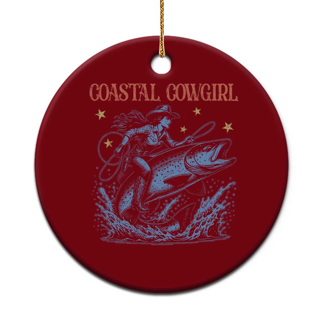 Coastal Cowgirl Ceramic Ornament Funny Western Country Rodeo Cowgirl Fishing TS10 1pc Red Print Your Wear