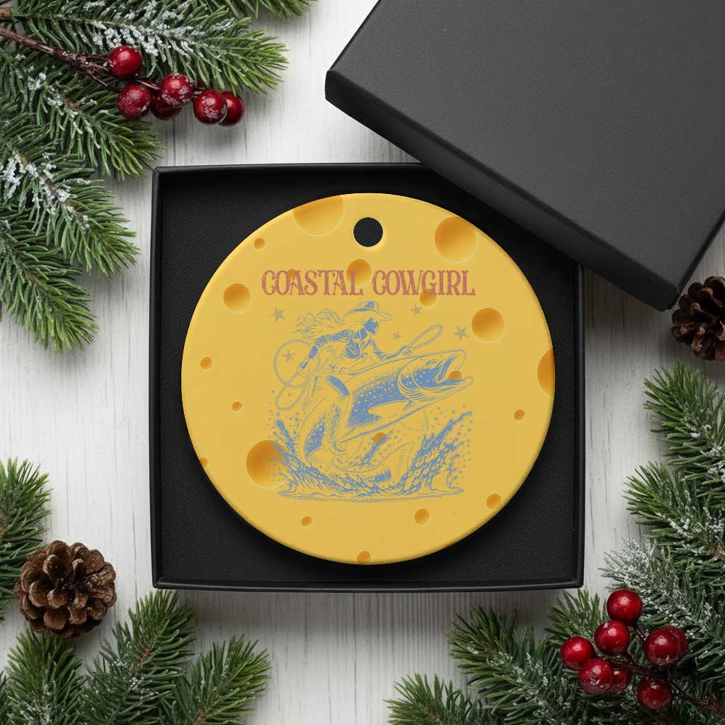 Coastal Cowgirl Ceramic Ornament Funny Western Country Rodeo Cowgirl Fishing TS10 1pc Yellow Cheese Print Your Wear