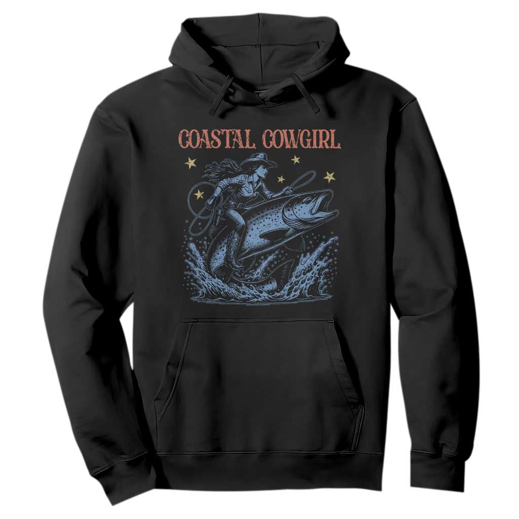 Coastal Cowgirl Hoodie Funny Western Country Rodeo Cowgirl Fishing TS10 Black Print Your Wear