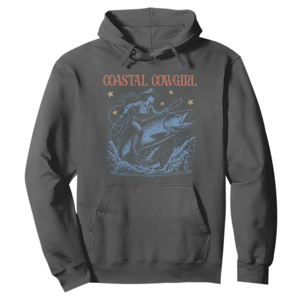 Coastal Cowgirl Hoodie Funny Western Country Rodeo Cowgirl Fishing TS10 Dark Heather Print Your Wear