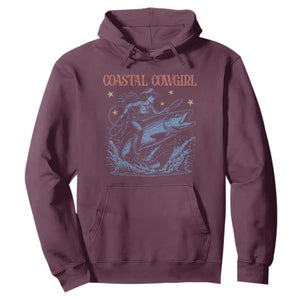 Coastal Cowgirl Hoodie Funny Western Country Rodeo Cowgirl Fishing TS10 Maroon Print Your Wear