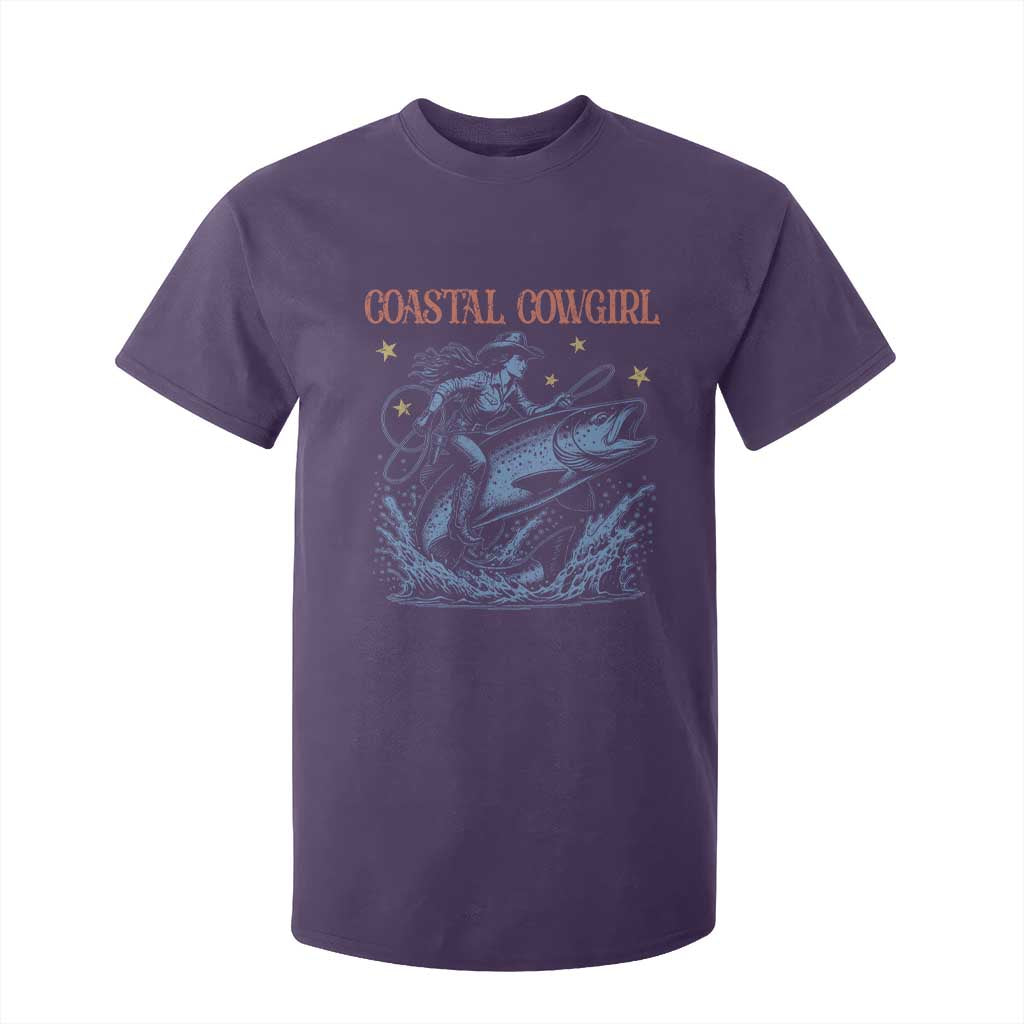 Coastal Cowgirl T Shirt For Kid Funny Western Country Rodeo Cowgirl Fishing TS10 Purple Print Your Wear