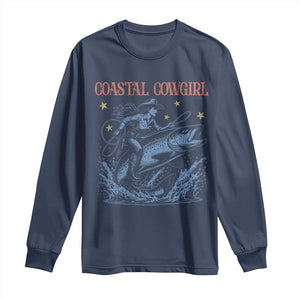 Coastal Cowgirl Long Sleeve Shirt Funny Western Country Rodeo Cowgirl Fishing TS10 Navy Print Your Wear