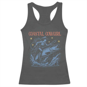 Coastal Cowgirl Racerback Tank Top Funny Western Country Rodeo Cowgirl Fishing TS10 Dark Heather Print Your Wear