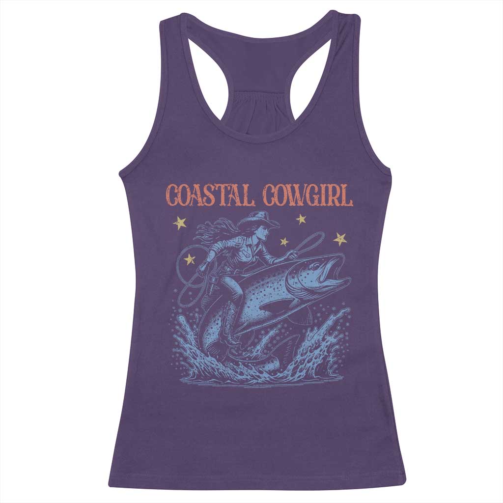 Coastal Cowgirl Racerback Tank Top Funny Western Country Rodeo Cowgirl Fishing TS10 Purple Print Your Wear
