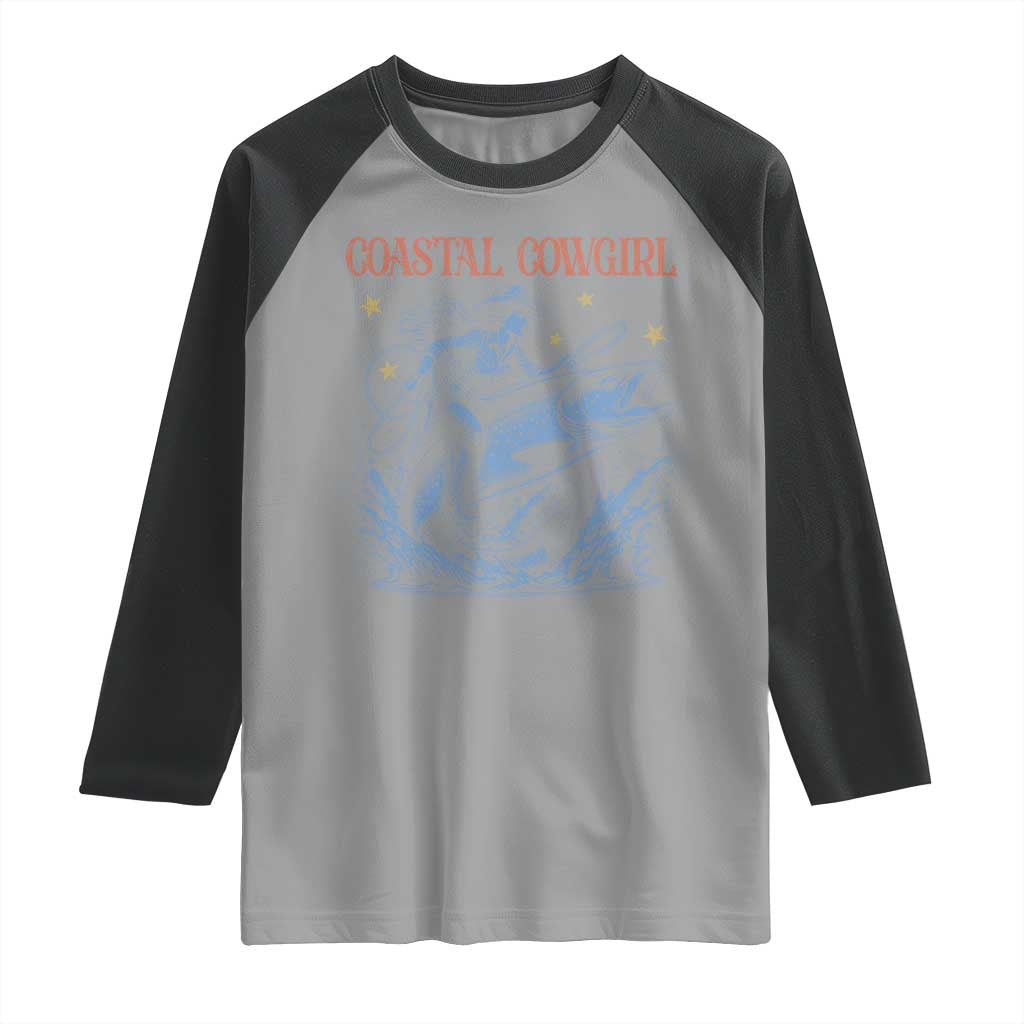 Coastal Cowgirl Raglan Shirt Funny Western Country Rodeo Cowgirl Fishing TS10 Sport Gray Black Print Your Wear