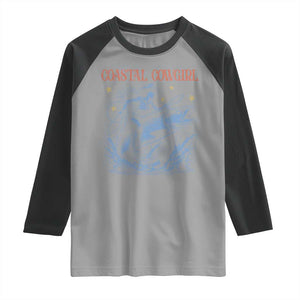 Coastal Cowgirl Raglan Shirt Funny Western Country Rodeo Cowgirl Fishing TS10 Sport Gray Black Print Your Wear