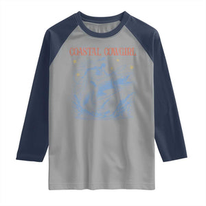 Coastal Cowgirl Raglan Shirt Funny Western Country Rodeo Cowgirl Fishing TS10 Sport Gray Navy Print Your Wear