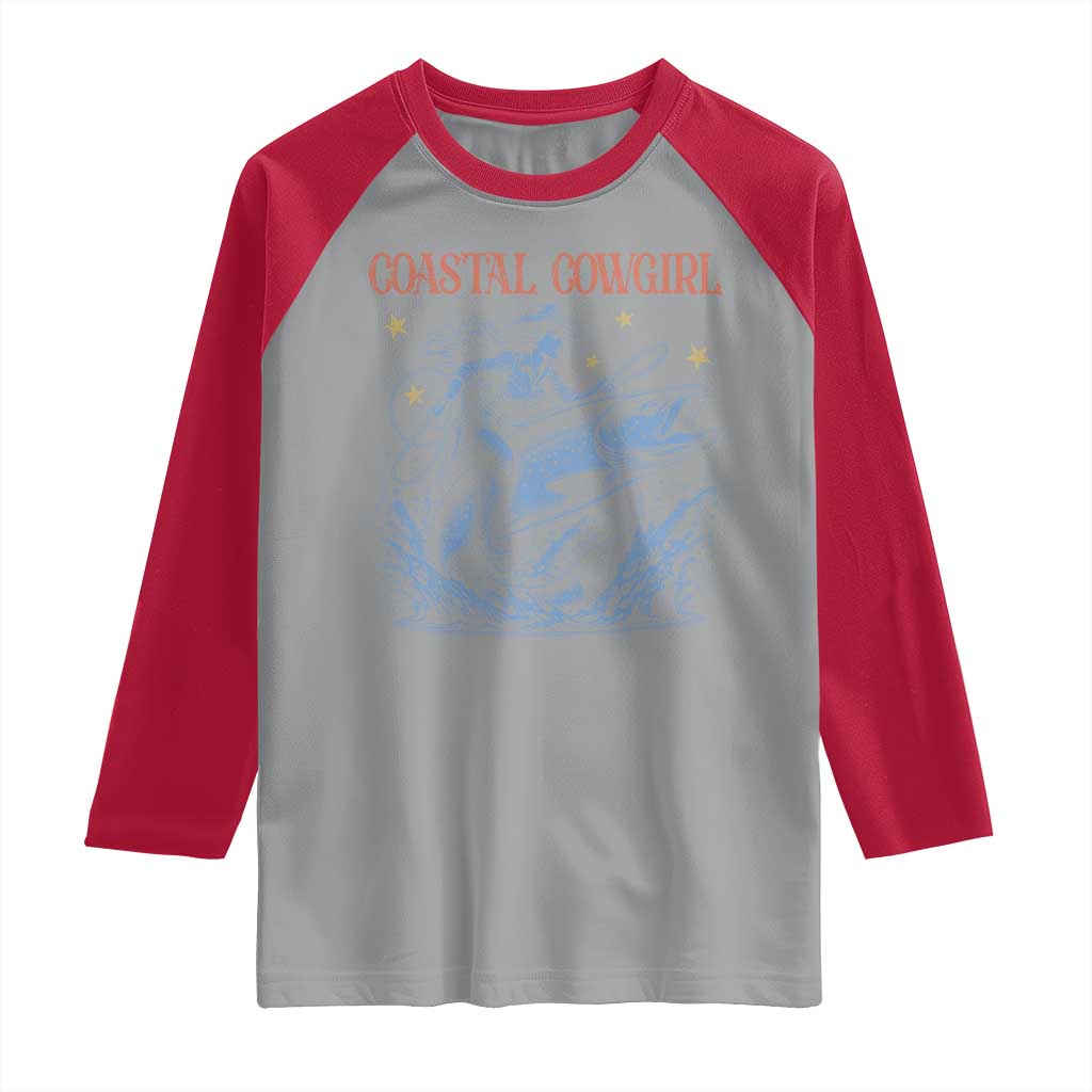 Coastal Cowgirl Raglan Shirt Funny Western Country Rodeo Cowgirl Fishing TS10 Sport Gray Red Print Your Wear