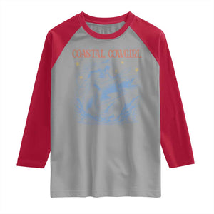 Coastal Cowgirl Raglan Shirt Funny Western Country Rodeo Cowgirl Fishing TS10 Sport Gray Red Print Your Wear
