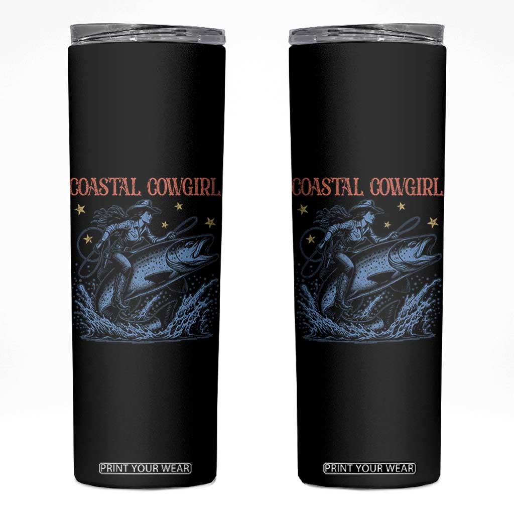 Coastal Cowgirl Skinny Tumbler Funny Western Country Rodeo Cowgirl Fishing TS10 Black Print Your Wear