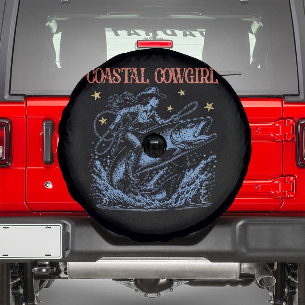 Coastal Cowgirl Spare Tire Cover Funny Western Country Rodeo Cowgirl Fishing TS10 Black Print Your Wear
