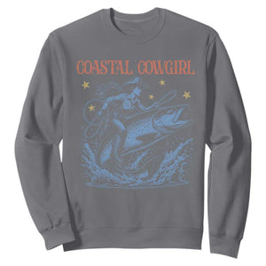 Coastal Cowgirl Sweatshirt Funny Western Country Rodeo Cowgirl Fishing TS10 Charcoal Print Your Wear