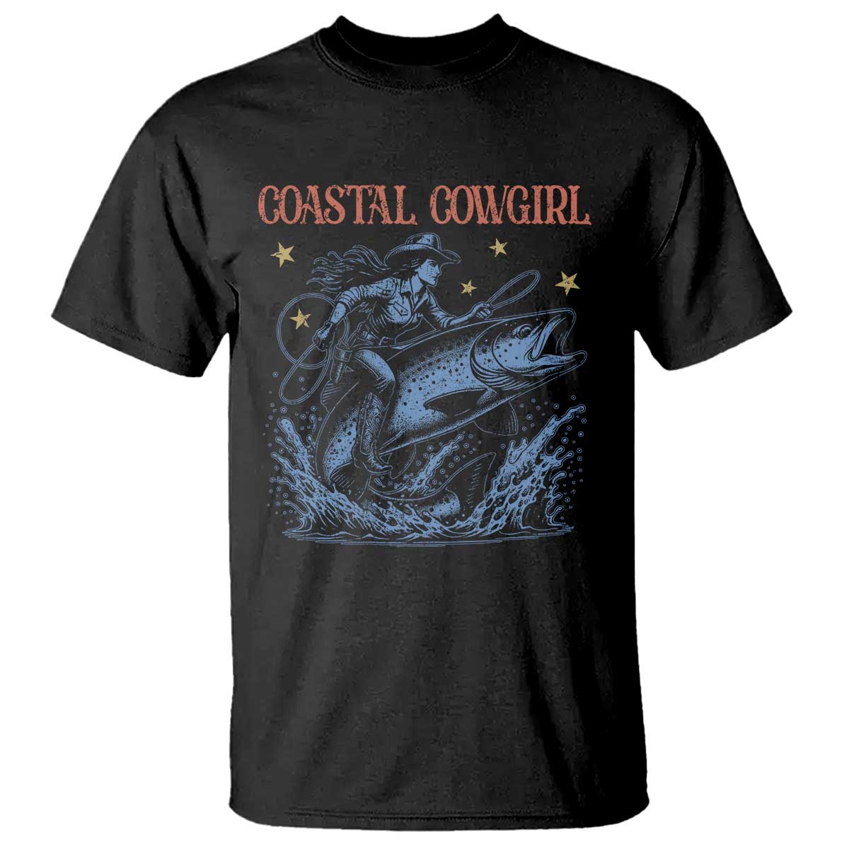 Coastal Cowgirl T Shirt Funny Western Country Rodeo Cowgirl Fishing TS10 Black Print Your Wear