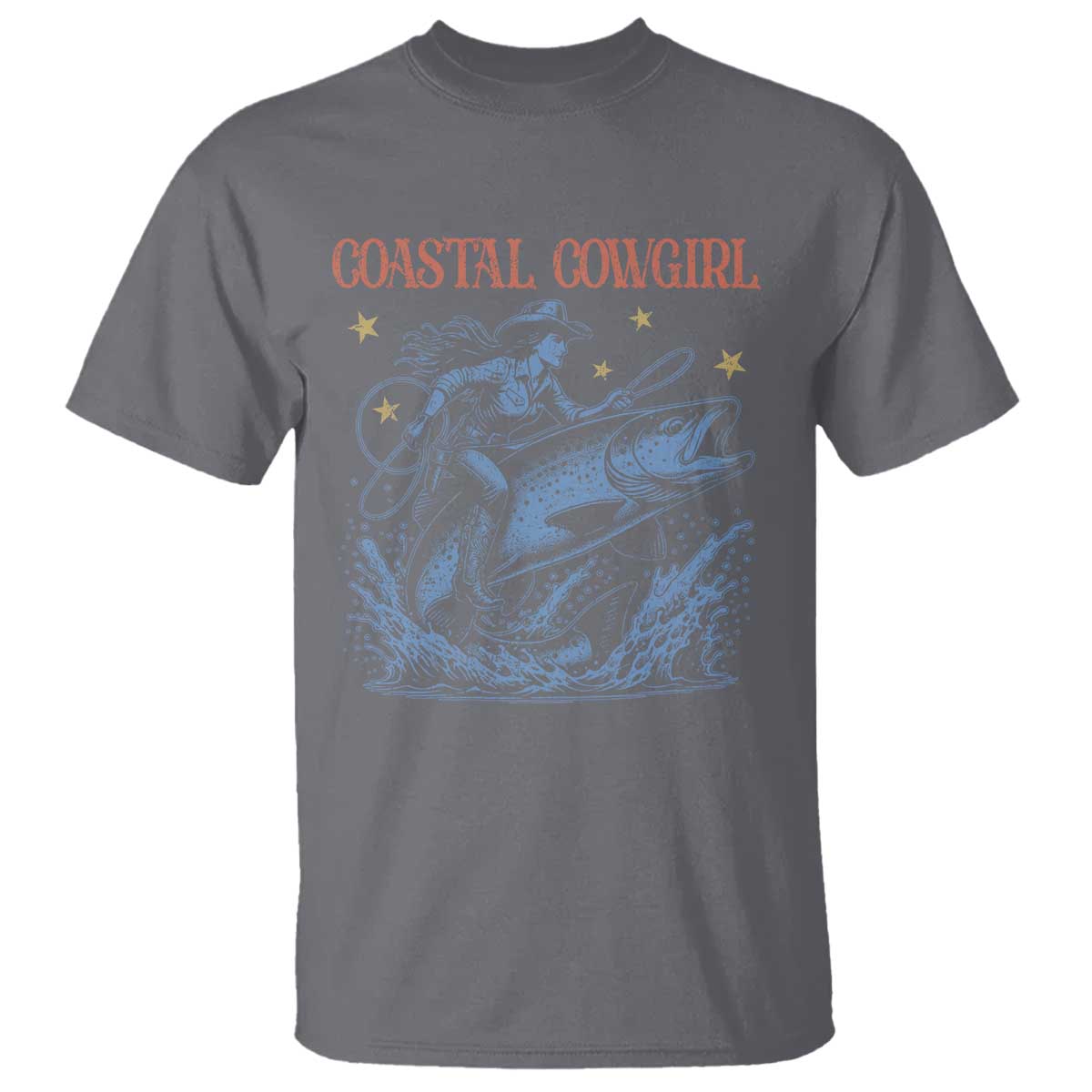 Coastal Cowgirl T Shirt Funny Western Country Rodeo Cowgirl Fishing TS10 Charcoal Print Your Wear