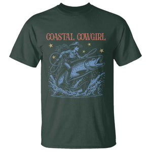 Coastal Cowgirl T Shirt Funny Western Country Rodeo Cowgirl Fishing TS10 Dark Forest Green Print Your Wear
