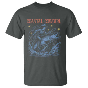 Coastal Cowgirl T Shirt Funny Western Country Rodeo Cowgirl Fishing TS10 Dark Heather Print Your Wear
