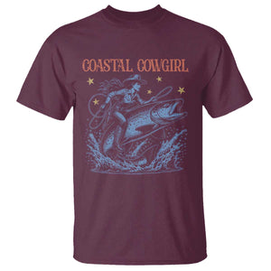 Coastal Cowgirl T Shirt Funny Western Country Rodeo Cowgirl Fishing TS10 Maroon Print Your Wear