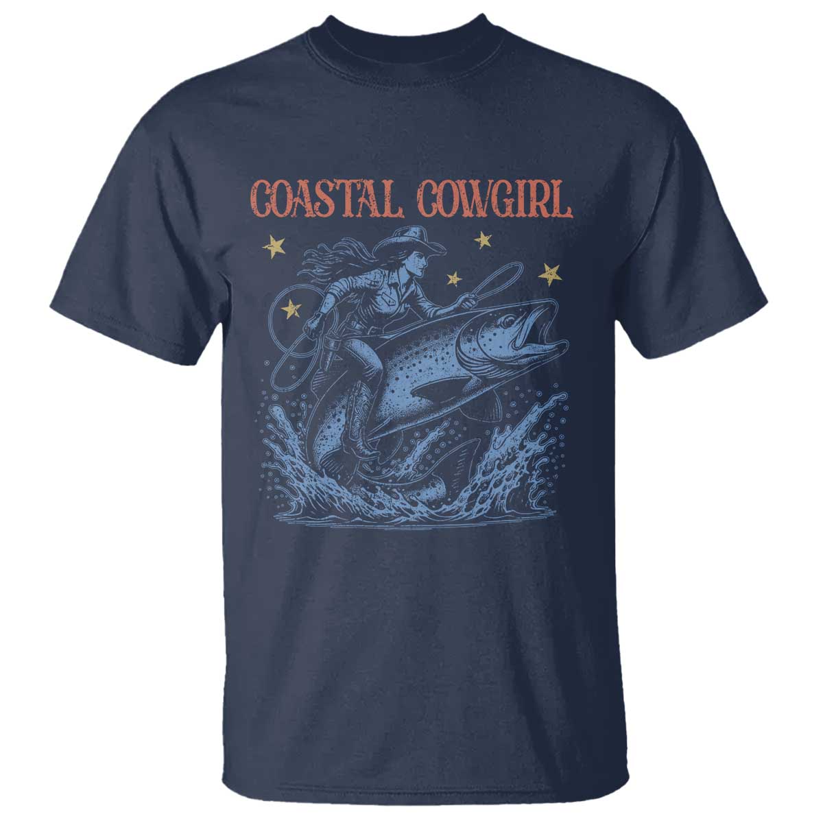 Coastal Cowgirl T Shirt Funny Western Country Rodeo Cowgirl Fishing TS10 Navy Print Your Wear