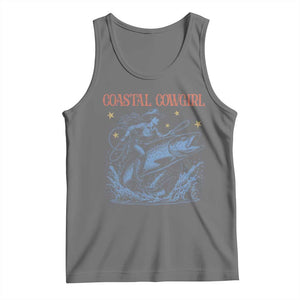 Coastal Cowgirl Tank Top Funny Western Country Rodeo Cowgirl Fishing TS10 Black Heather Print Your Wear