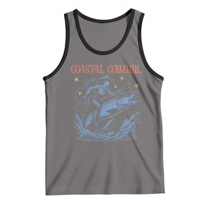 Coastal Cowgirl Tank Top Funny Western Country Rodeo Cowgirl Fishing TS10 Deep Heather Black Print Your Wear