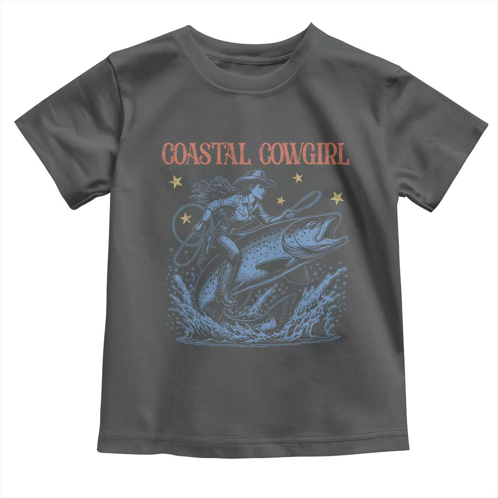 Coastal Cowgirl Toddler T Shirt Funny Western Country Rodeo Cowgirl Fishing TS10 Dark Heather Print Your Wear
