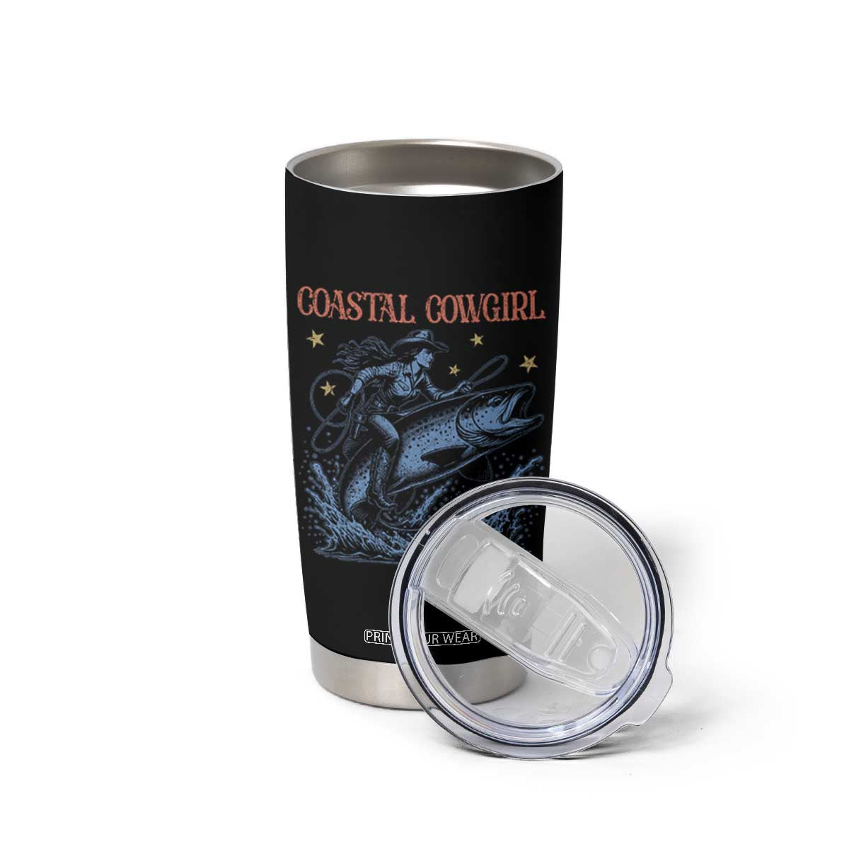 Coastal Cowgirl Tumbler Cup Funny Western Country Rodeo Cowgirl Fishing TS10 Print Your Wear