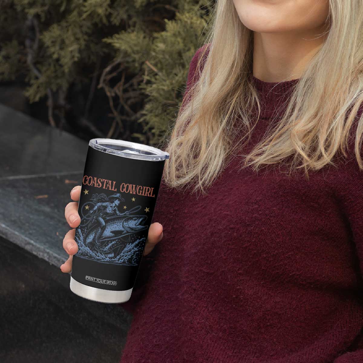 Coastal Cowgirl Tumbler Cup Funny Western Country Rodeo Cowgirl Fishing TS10 Print Your Wear