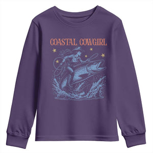 Coastal Cowgirl Youth Sweatshirt Funny Western Country Rodeo Cowgirl Fishing TS10 Purple Print Your Wear