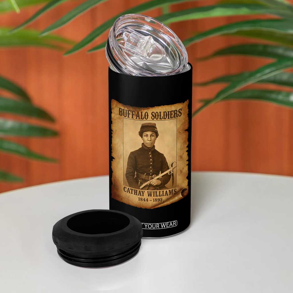 Cathay Williams 4 in 1 Can Cooler Tumbler Buffalo Soldier First African American Female Soldier TS10 Print Your Wear