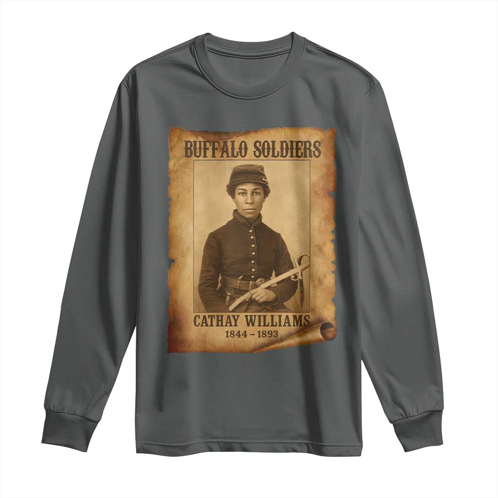 Cathay Williams Long Sleeve Shirt Buffalo Soldier First African American Female Soldier TS10 Dark Heather Print Your Wear