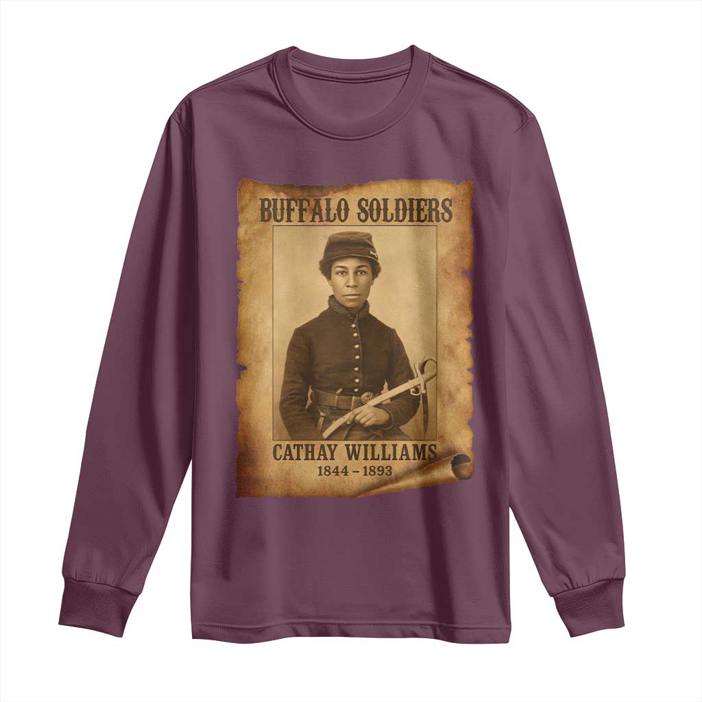 Cathay Williams Long Sleeve Shirt Buffalo Soldier First African American Female Soldier TS10 Maroon Print Your Wear