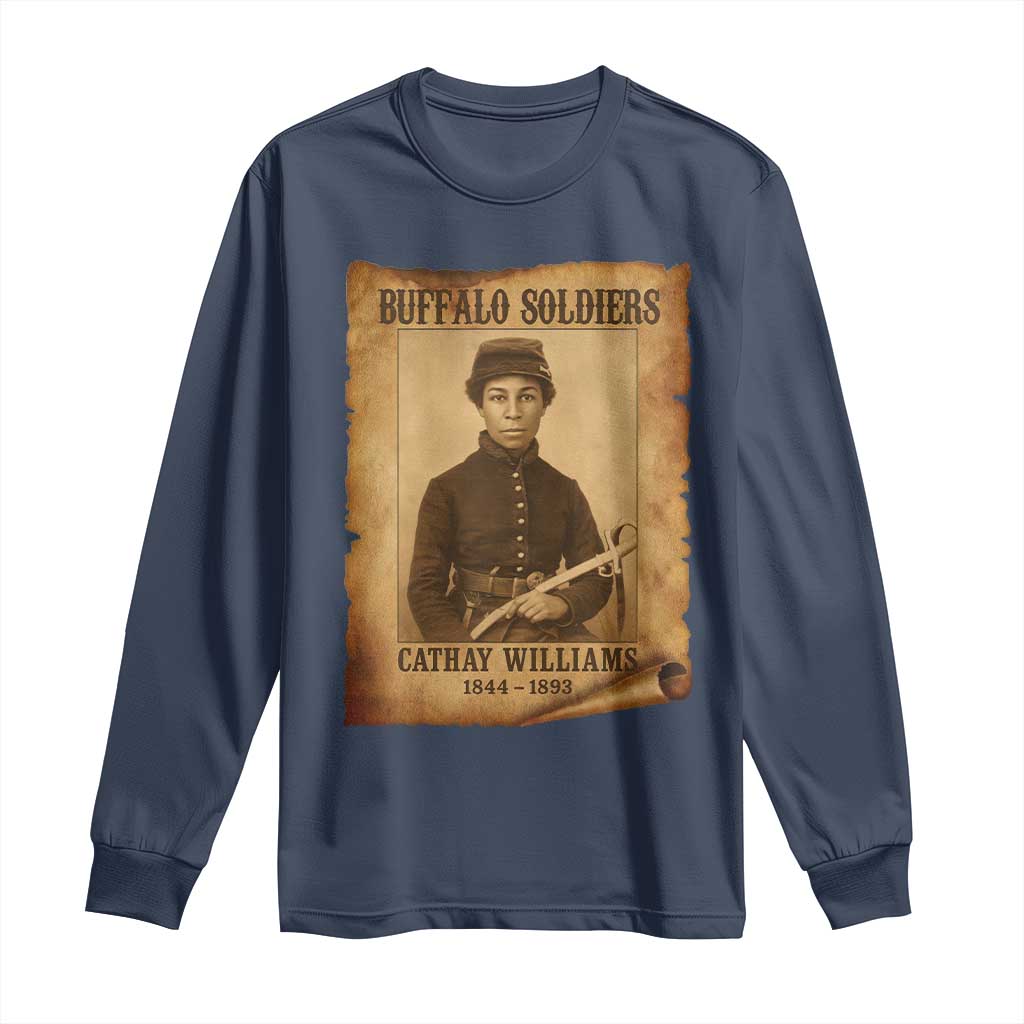 Cathay Williams Long Sleeve Shirt Buffalo Soldier First African American Female Soldier TS10 Navy Print Your Wear