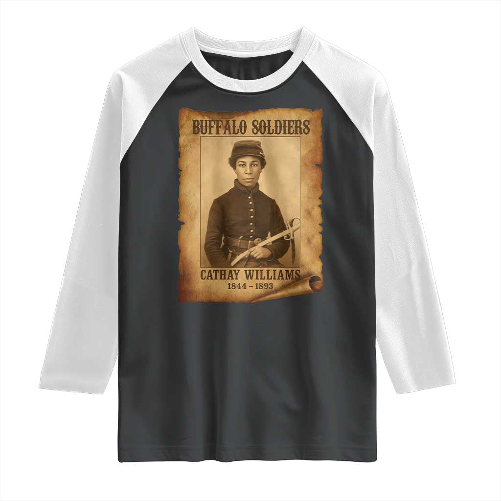 Cathay Williams Raglan Shirt Buffalo Soldier First African American Female Soldier TS10 Black White Print Your Wear