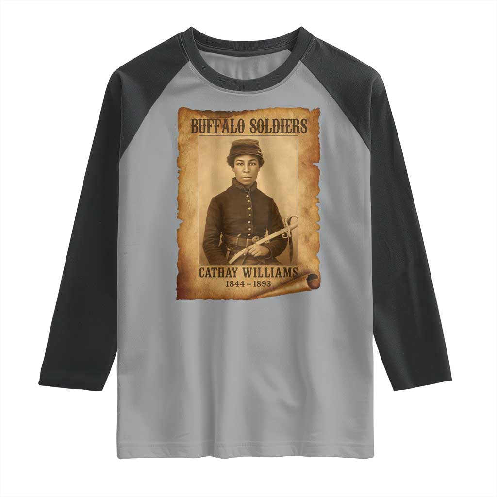 Cathay Williams Raglan Shirt Buffalo Soldier First African American Female Soldier TS10 Sport Gray Black Print Your Wear