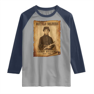 Cathay Williams Raglan Shirt Buffalo Soldier First African American Female Soldier TS10 Sport Gray Navy Print Your Wear