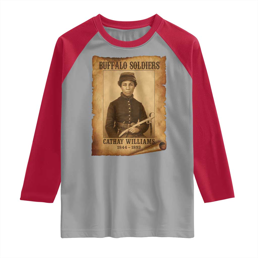 Cathay Williams Raglan Shirt Buffalo Soldier First African American Female Soldier TS10 Sport Gray Red Print Your Wear