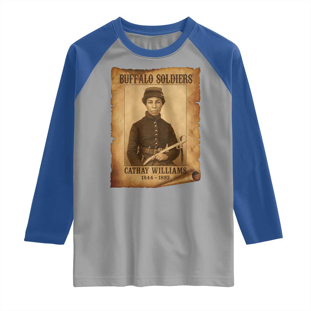 Cathay Williams Raglan Shirt Buffalo Soldier First African American Female Soldier TS10 Sport Gray Royal Print Your Wear