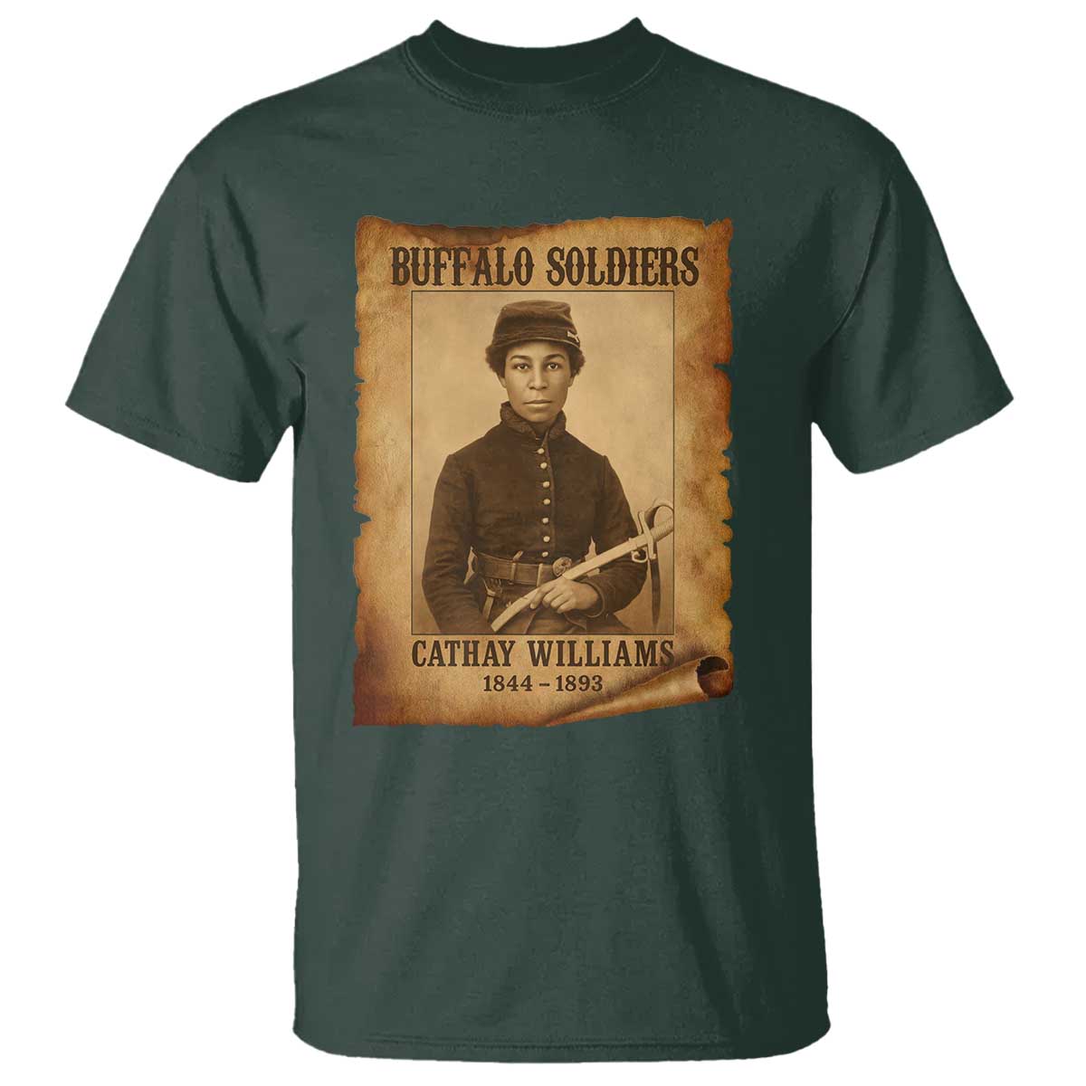 Cathay Williams T Shirt Buffalo Soldier First African American Female Soldier TS10 Dark Forest Green Print Your Wear