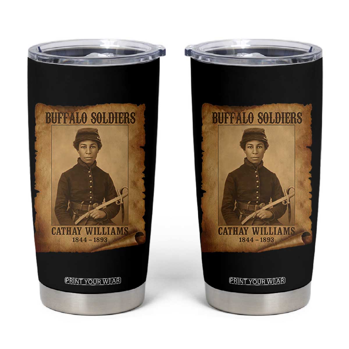 Cathay Williams Tumbler Cup Buffalo Soldier First African American Female Soldier TS10 Black Print Your Wear