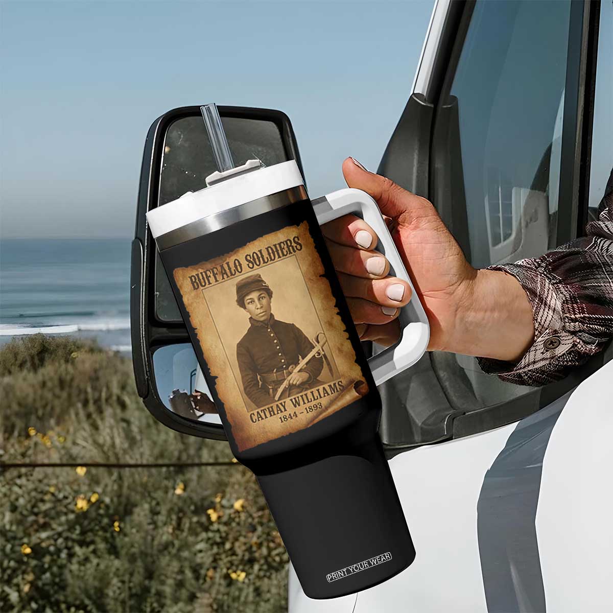 Cathay Williams Tumbler With Handle Buffalo Soldier First African American Female Soldier TS10 Print Your Wear
