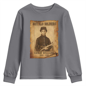 Cathay Williams Youth Sweatshirt Buffalo Soldier First African American Female Soldier TS10 Charcoal Print Your Wear