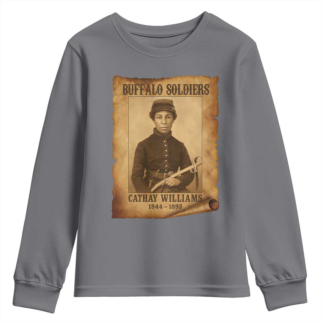 Cathay Williams Youth Sweatshirt Buffalo Soldier First African American Female Soldier TS10 Charcoal Print Your Wear
