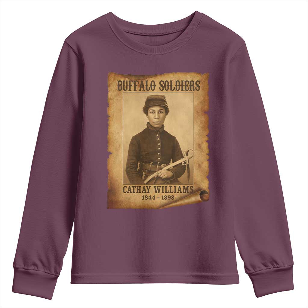 Cathay Williams Youth Sweatshirt Buffalo Soldier First African American Female Soldier TS10 Maroon Print Your Wear