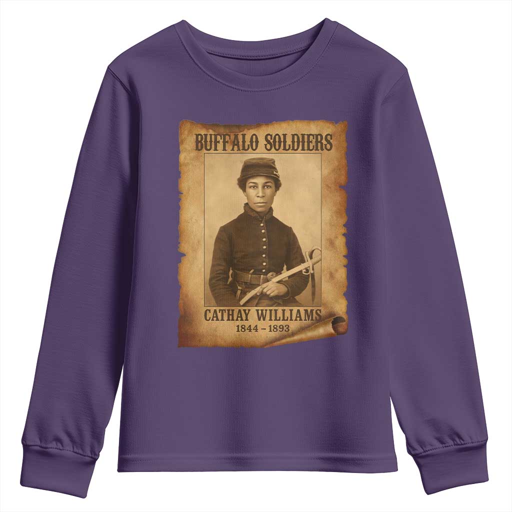 Cathay Williams Youth Sweatshirt Buffalo Soldier First African American Female Soldier TS10 Purple Print Your Wear